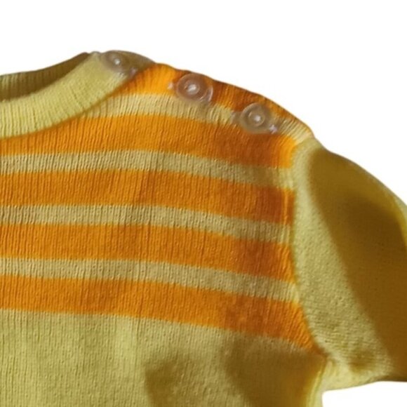 Vintage Soft Spun Baby Sweater 9 Months Yellow & Orange Striped Knit Japan 1960s - Picture 3 of 5